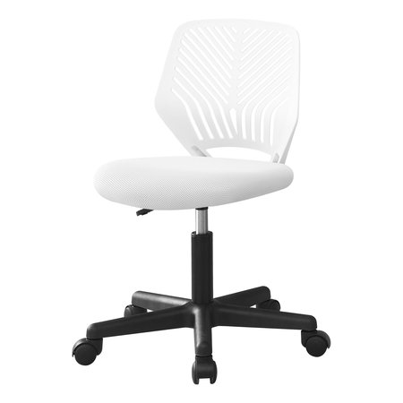 MONARCH SPECIALTIES Office Chair, Adjustable Height, Swivel, Ergonomic, Computer Desk, Work, Juvenile, Metal, White I 7338